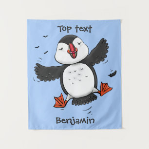 Tenture Caricature en bleu bouffin joyeux