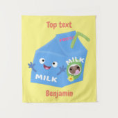 Tenture Caricature en carton de lait joyeux (Devant)