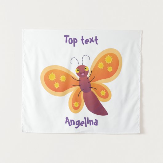 Tenture Caricature joli papillon orange (Devant (Horizontal))