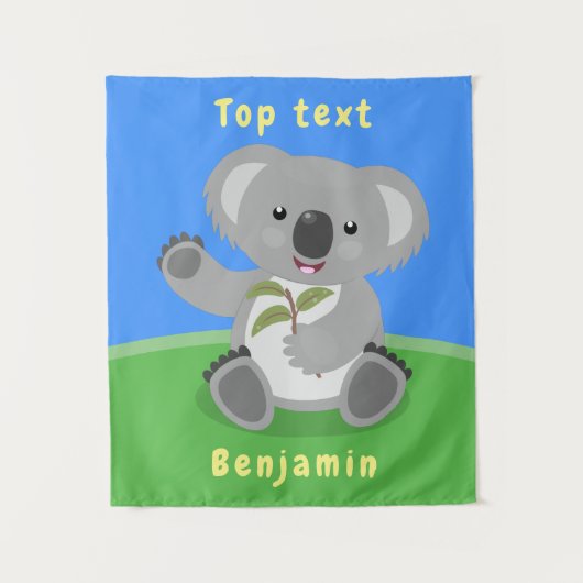 Tenture Caricature joyeux koala agitant (Devant)