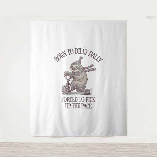 Tenture Caricature moto Lazy Sloth Retro (Devant)