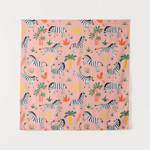 Tenture Caricature Zebras Funny Motif sans couture