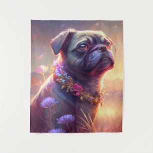 Tenture Carlin Chien Animal Portrait Peinture Animaux Cara