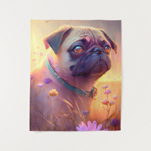 Tenture Carlin Chien Animal Portrait Peinture Animaux Cara