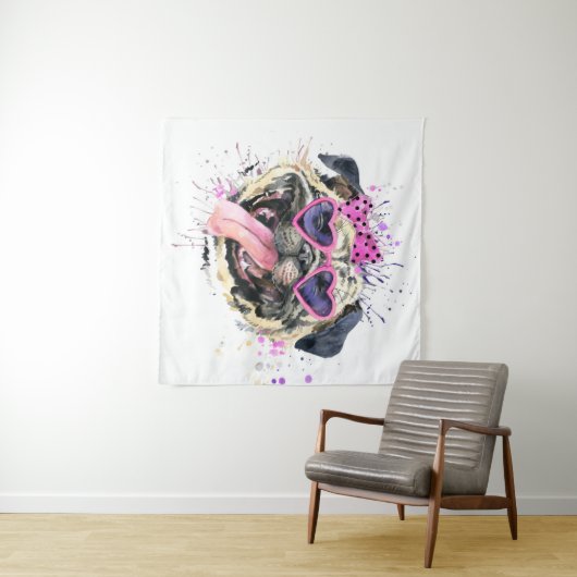 Tenture Carlin rose mignon d'aquarelle (En situation (horizontale))