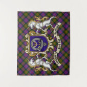 Tenture Carnegie Clan Badge & Unicorns avec Tartan (Devant)