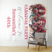 Tenture Carnival dames fleur rose imaginaire plumes glam (En situation (horizontale))