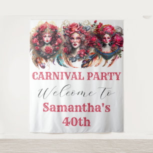 Tenture Carnival dames fleur rose imaginaire plumes glam