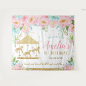 Tenture Carousel Floral Rose Menthe Bienvenue 1er Annivers (Devant (Horizontal))