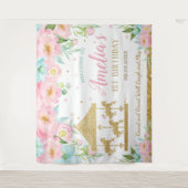 Tenture Carousel Floral Rose Menthe Bienvenue 1er Annivers (Devant)