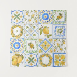 Tenture Carré Motif Sicilienne Lemons Watercolor