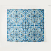 Tenture Carreaux à fleurs bleus (Devant (Horizontal))