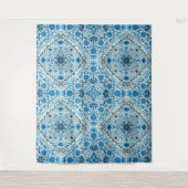 Tenture Carreaux à fleurs bleus (Devant)