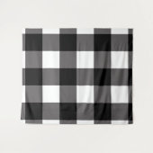 Tenture Carreaux Buffalo Noir et Blanc Plaid Rustique (Devant (Horizontal))