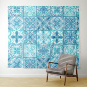Tenture Carreaux décorés en bleu et blanc (En situation (horizontale))