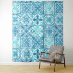 Tenture Carreaux décorés en bleu et blanc<br><div class="desc">Divers carreaux ornés peints à la main avec des éléments floraux</div>