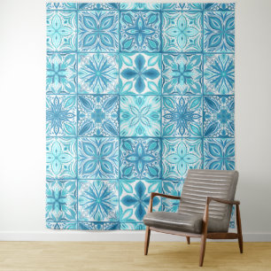 Tenture Carreaux décorés en bleu et blanc