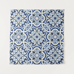 Tenture Carreaux marocains : Bleus Motifs magnifiques.