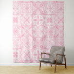 Tenture Carreaux ornés en rose<br><div class="desc">Divers carreaux ornés peints à la main avec des éléments floraux</div>