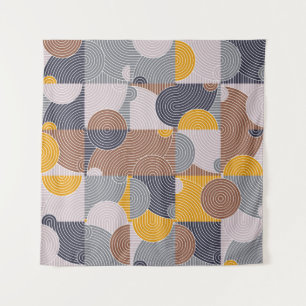 Tenture Carreaux rétro 60s : Motif géométrique coloré