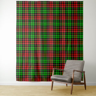 Tenture Carreaux Tartan Noir Rouge Vert Design