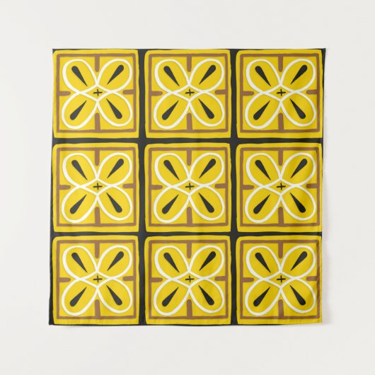 Tenture Carreaux vintages, motif d'illustration (Devant)