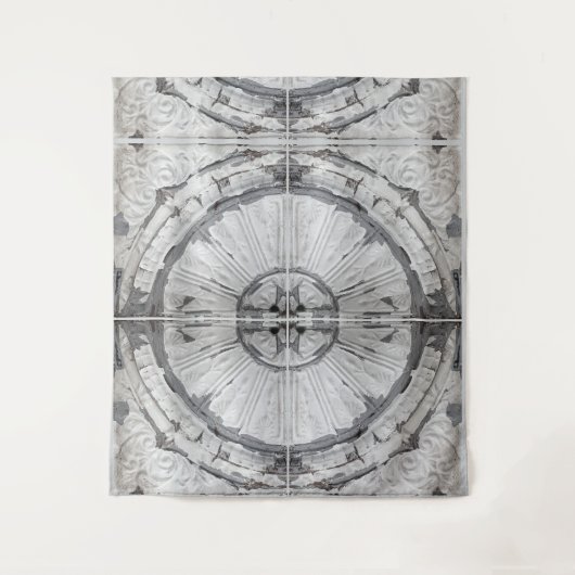 Tenture Carrelage circulaire de plafond blanc antique (Devant)