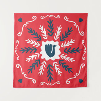 Tenture Carrelage de Noël Folk Doodle Art