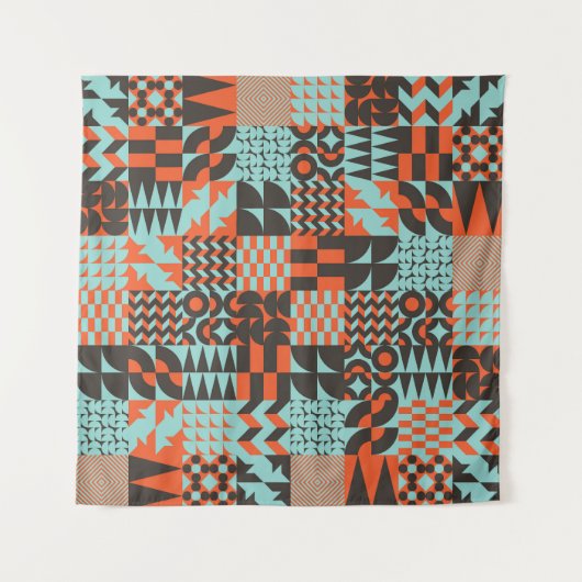 Tenture Carrelage géométrique en mosaïque, motif élégant s (Devant)