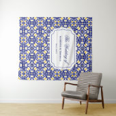 Tenture Carrelage méditerranéen Bleu & Jaune Mariage fond (En situation (horizontale))