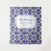 Tenture Carrelage méditerranéen Bleu & Jaune Mariage fond (Devant)