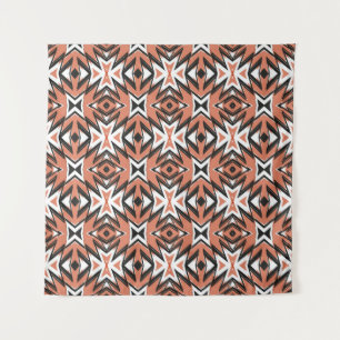 Tenture Carrelage traditionnel, corail ethnique géométriqu