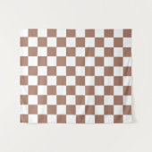 Tenture Carrés Checker mocha brun blanc géométrique rétro (Devant (Horizontal))