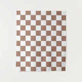 Tenture Carrés Checker mocha brun blanc géométrique rétro (Devant)