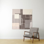 Tenture Carrés géométriques - Chocolat et crème (En situation (horizontale))