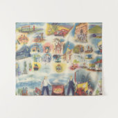 Tenture Carte allégorique de Mexico et d'environs (Devant (Horizontal))