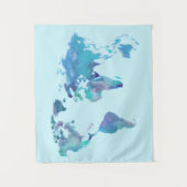 Tenture Carte bleue du monde d'aquarelle (Devant)