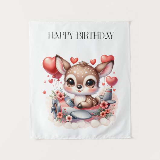Tenture Carte d'anniversaire de pilote de cerf (Devant)