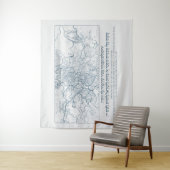 Tenture Carte de Jérusalem : Citation de psaume en hébreu  (En situation)