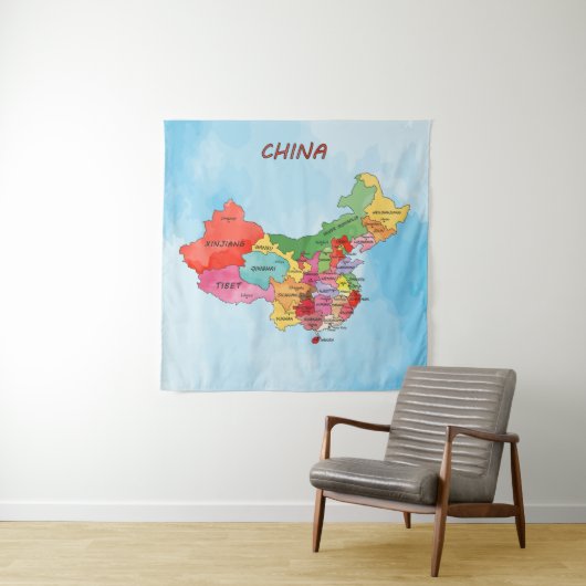 Tenture Carte de la Chine (En situation)