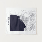 Tenture Carte de la ville d'Alicante Espagne (Devant (Horizontal))