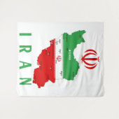 Tenture Carte de l'Iran avec drapeau et emblème (Devant (Horizontal))