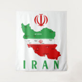 Tenture Carte de l'Iran avec drapeau et emblème (Devant)