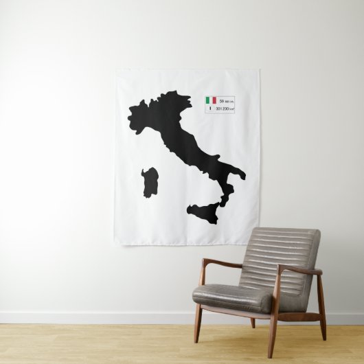 Tenture Carte de l'Italie et big data (En situation)