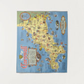 Tenture Carte des Cornouailles, Angleterre (Devant)