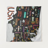 Tenture Carte des États-Unis : Affiche illustrée (Devant (Horizontal))