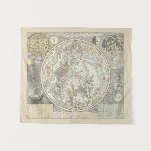 Tenture Carte des étoiles célestes Constellation zodiaque  (Devant (Horizontal))