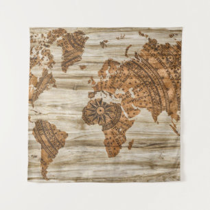 Tenture Carte des informations sur le bois de papier