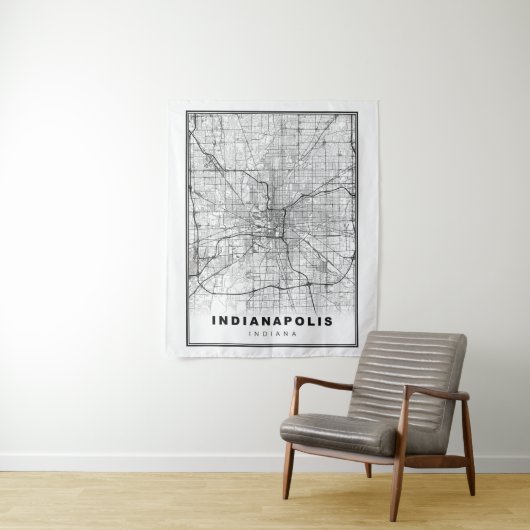 Tenture Carte d'Indianapolis (En situation)