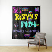 Tenture Carte d'invitation d'anniversaire thème 80 ou 90 (En situation)